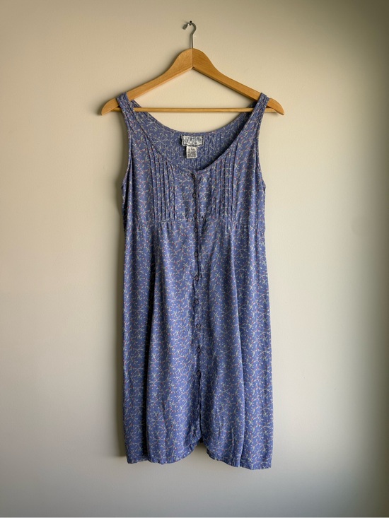 Pudding Shop Dresses & Skirts - Vintage Pudding Shop Blue Ditsy Floral Button Front Dress Size 4
